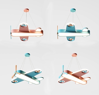 Modern chandelier children airplane chandelier 3d model