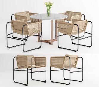 Modern Outdoor Table and Chair Rattan Outdoor Table and Chair Rattan Leisure Chair Round Table 3d model