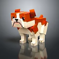 Pixelated Orange And White Bulldog Standing Pose 3D Digital Art Model Design