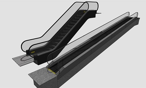 Modern Elevator Automatic Ramp and Step Elevator Escalator Group 3d model