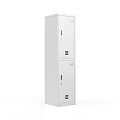 White Metal Storage Locker With Multiple Compartments And Lockable Doors