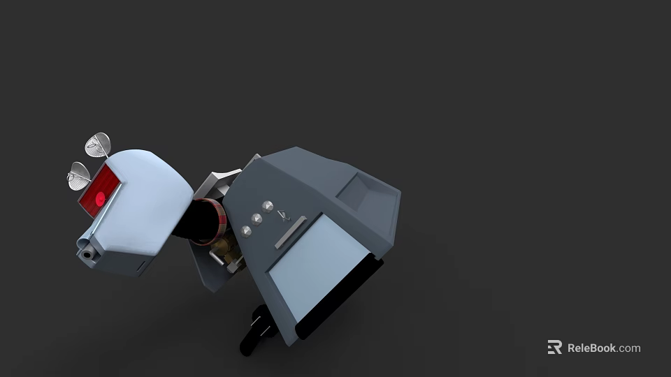 Modern Gray White Mechanical Structure Featuring Red Indicator And Control Buttons 3d model 