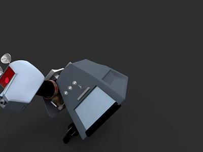 Modern Gray White Mechanical Structure Featuring Red Indicator And Control Buttons 3d model