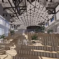Modern Bookstore Interior With Open Staircase Seating Natural Light And Readers