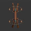Ancient Wooden Catapult Chariot With Ropes Metal Components And Wheels