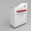 Stylish Modern White Reception Desk With Red Ledge And Simple Design 3d model