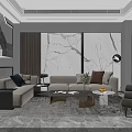 Modern Living And Dining Room Interior With Sofa Coffee Table TV Wall And Piano