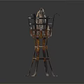 Rustic Iron Lighting Combination With Wooden Logs And Decorative Stand For Indoor Use