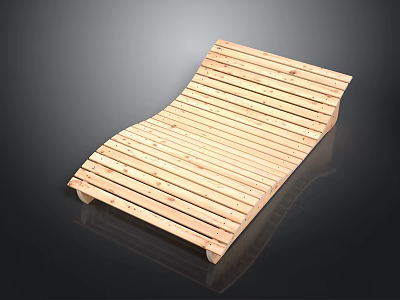 Wooden Curved Slat Furniture For Bed Frame Support With Natural Structure 3d model
