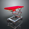 Red Mobile Hydraulic Lift Cart With Metal Frame And Swivel Wheels