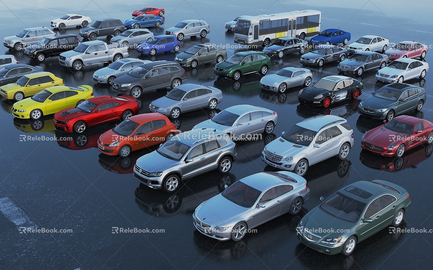 Car Car Bus Bird's Eye View Car sports car 3d model