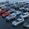 Diverse Range Of Colored Cars Including Sedans And SUVs Parked In Lot