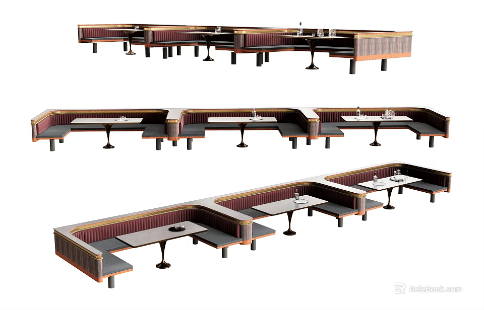 Modern Public Dining Chairs With Upholstered Seats And Wooden Frames 3d model