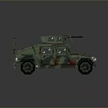 Military Tank Featuring Camouflage Color Scheme And Roof Mounted Weaponry On Armored Chassis
