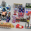 Game machine equipment in video game city 3d model