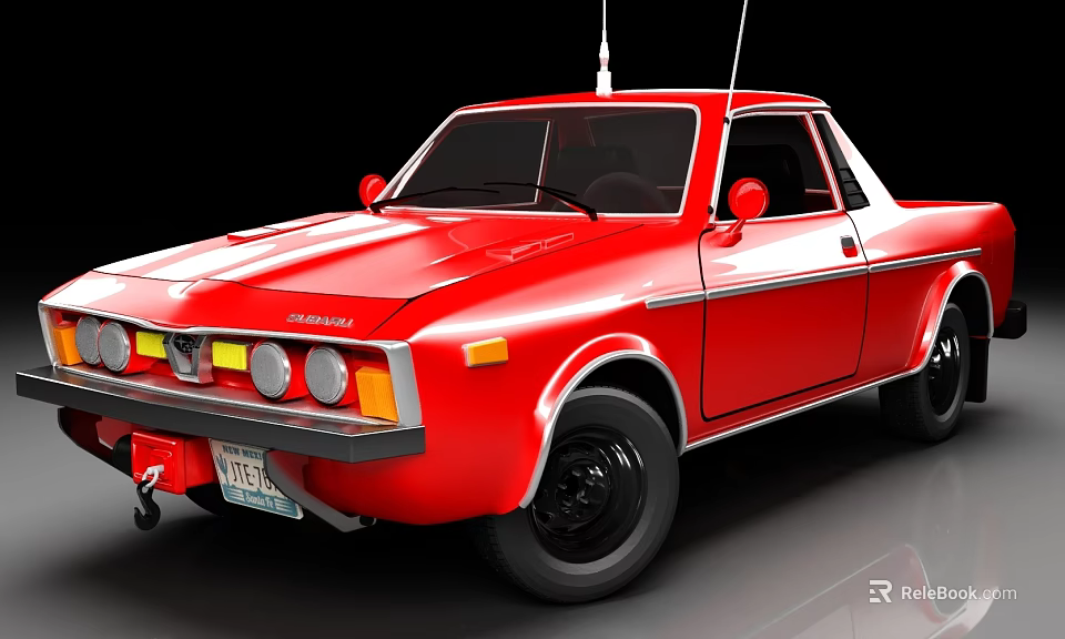 Red Vintage Pickup Truck With Classic Design And Shiny Exterior 3d model 