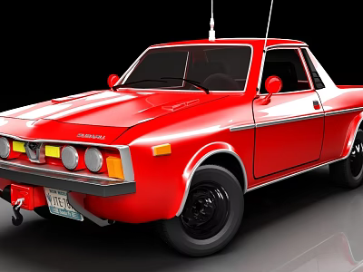 Red Vintage Pickup Truck With Classic Design And Shiny Exterior 3d model