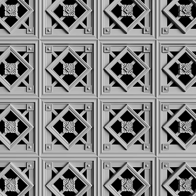 Shower Sauna Interior With Decorative Square Grid Geometric Pattern Wall Design Elements 3d model