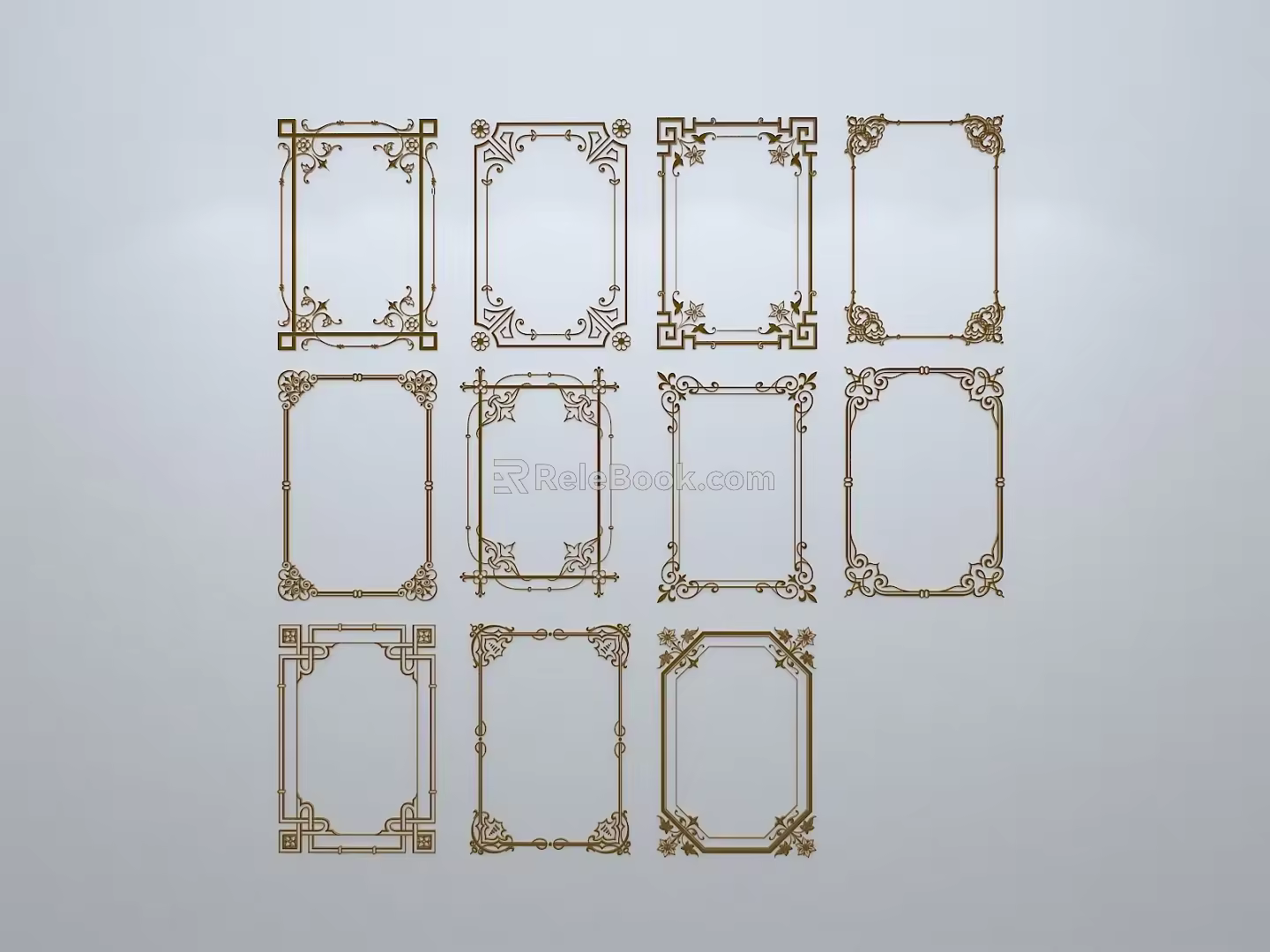Chinese-style window grilles silhouette pane window sill border openwork window 3d model