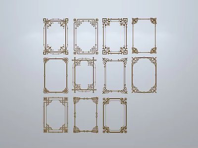Chinese-style window grilles silhouette pane window sill border openwork window 3d model