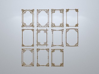 Chinese-style window grilles silhouette pane window sill border openwork window 3d model