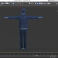 Game Movie Character In Blue Jacket White Shirt Gray Pants Arms Outstretched On Black Background