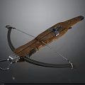 Traditional Wooden Bow with Carved Patterns Silver Metal Components and Durable Bowstring Vintage Weapon Design