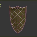 Classic Golden Shield With Silver Border And Shiny Diamond Pattern Design 3d model