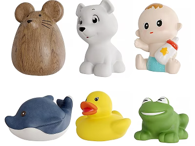 Cute Animal Shaped Stuffed Dolls Collection With Soft Plush Material For Kids Playtime 3d model