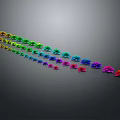 Cartoon Scene With Vibrant Rainbow Colored Flowers Arranged In Cheerful Line