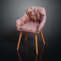 Pink Tufted Fabric Single Sofa With Elegant Wooden Legs Design