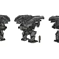 Game Movie Character With Giant Mechanical Robots And Small Human Figure Design