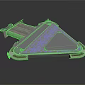 Triangular Architectural Structure With Gray Platform And Blue Pattern Details