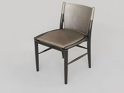 Modern Leisure Chair With Leather Cushion Sleek Backrest And Black Frame Design 3d model