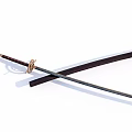 Traditional Japanese Sword With Crossed Blade Scabbard Wooden Handle And Metal Ornament