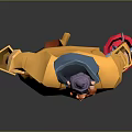 Cartoon Game Movie Character With Yellow Coat Orange Beard Red Bucket And Blue Tools