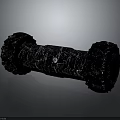 Kids Black Textured Toy Dumbbell With Tire Shaped Ends And White Dots