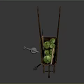 Vintage Wooden Wheelbarrow Filled With Fresh Green Cabbages And Wooden Handles