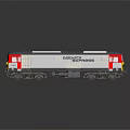 Detailed GBWICK EXPRESS Locomotive Model With Grey Red Yellow And White Design