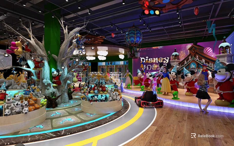 Disney Themed Mall Store With Cartoon Characters Toys Decorations Lighting And Kids Shopping Area 3d model 