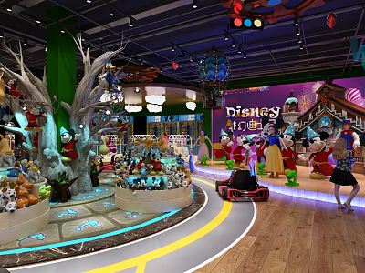 Disney Themed Mall Store With Cartoon Characters Toys Decorations Lighting And Kids Shopping Area 3d model