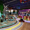 Disney Themed Mall Store With Cartoon Characters Toys Decorations Lighting And Kids Shopping Area