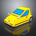 Yellow Block Toy Car With Blue Windows And Playful Retro Design