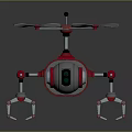 Red Flying Drone Equipment With Multiple Propellers And Mechanical Legs 3d model