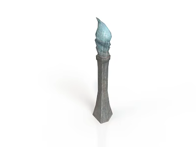 Ornate Bronze Decorative Column With Flame Shaped Top And Square Base 3d model