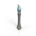 Ornate Bronze Decorative Column With Flame Shaped Top And Square Base