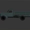 Teal Vintage Truck With Flatbed Wooden Planks And Round Headlights Design