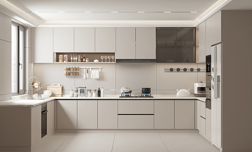 Cream wind minimalist kitchen 3d model