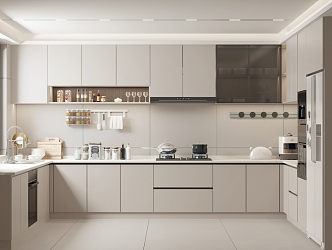 Cream wind minimalist kitchen 3d model