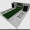 Stage Design With Green Grass Floor White Decorative Frame And Background Screens